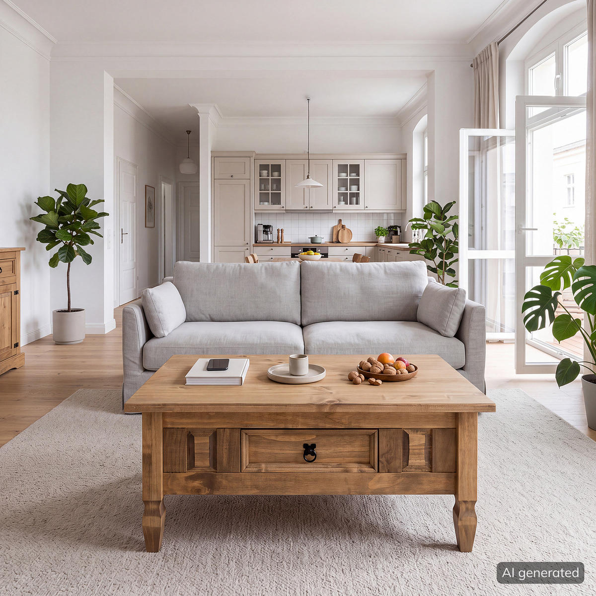 HOME24 Couchtisch FINCA RUSTICA - Braun, Holz (60/100/46cm) - home24