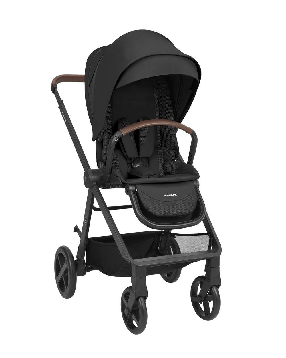 KOMBIKINDERWAGEN Mia 3 in 1 schwarz Babywanne Babyschale Wickeltasche Matratze - Schwarz, Metall (72/53/99cm) - Kikka boo