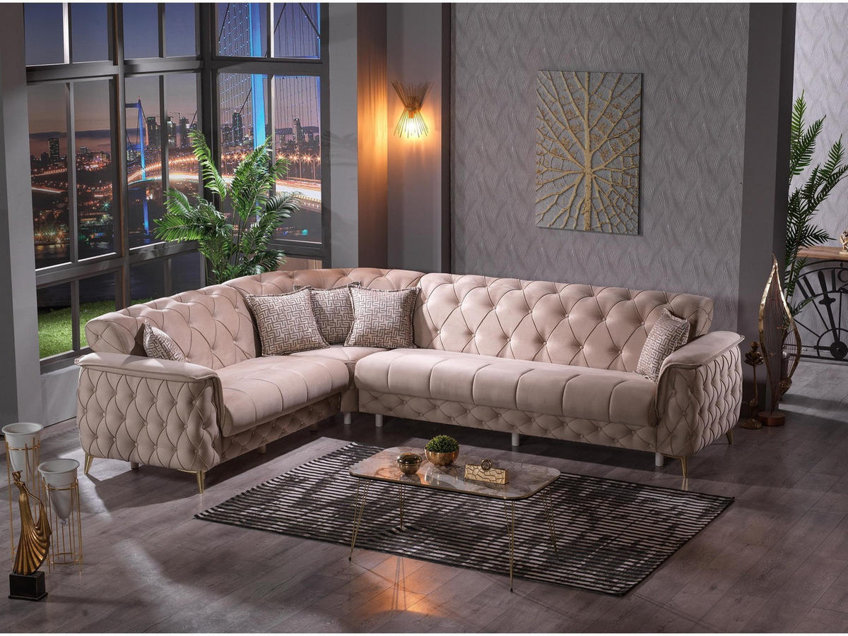 ECKSCHLAFSOFA Sucre Beige - Schenkel gleich lang - Beige, Holzwerkstoff/Kunststoff (315/315cm)