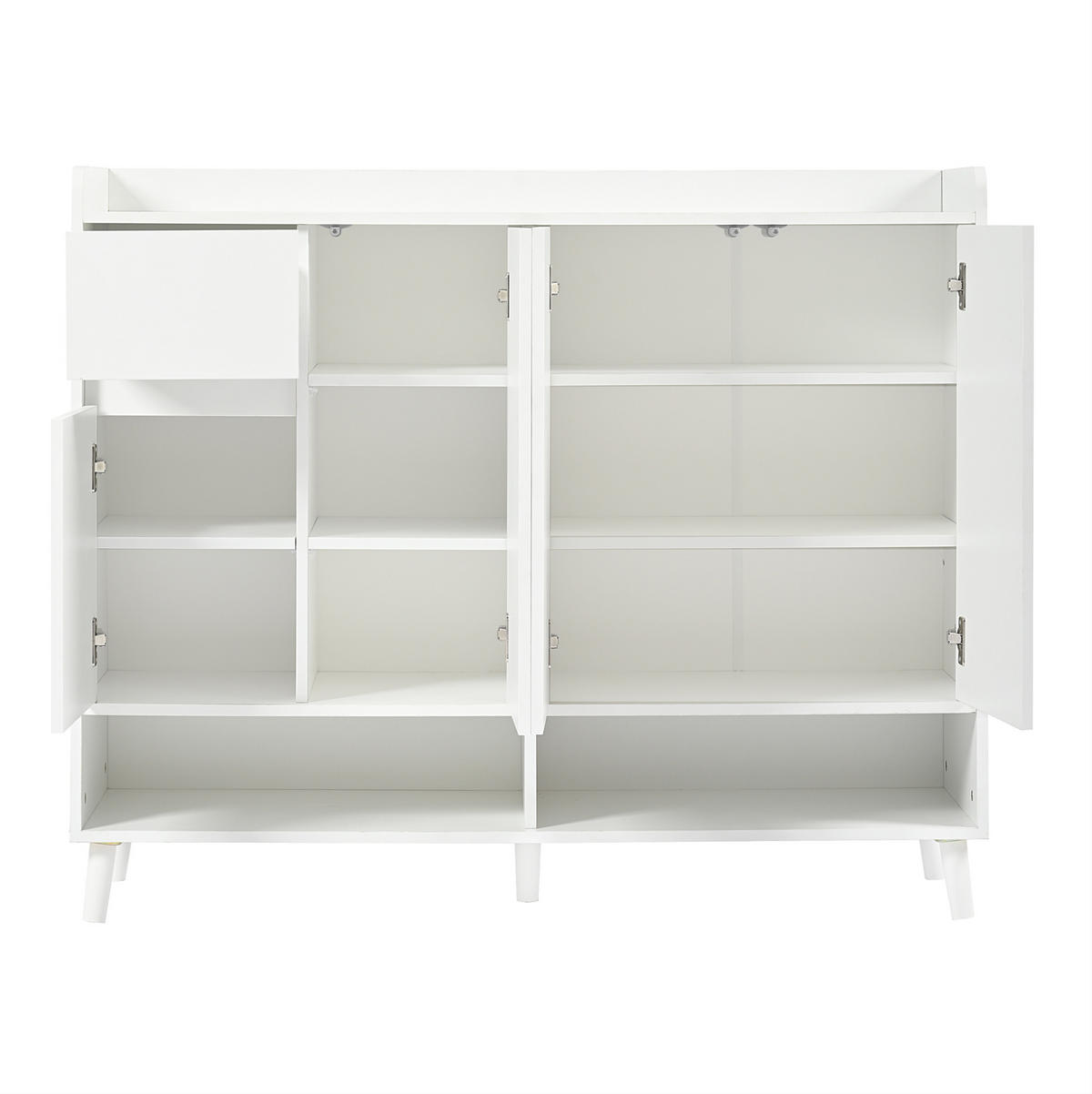 SCHUHSCHRANK mit 4 Türen und 1 Schublade 120 x 35 x 99 cm Weiß - Weiß, Holzwerkstoff (35/99/120cm) - Beauniv