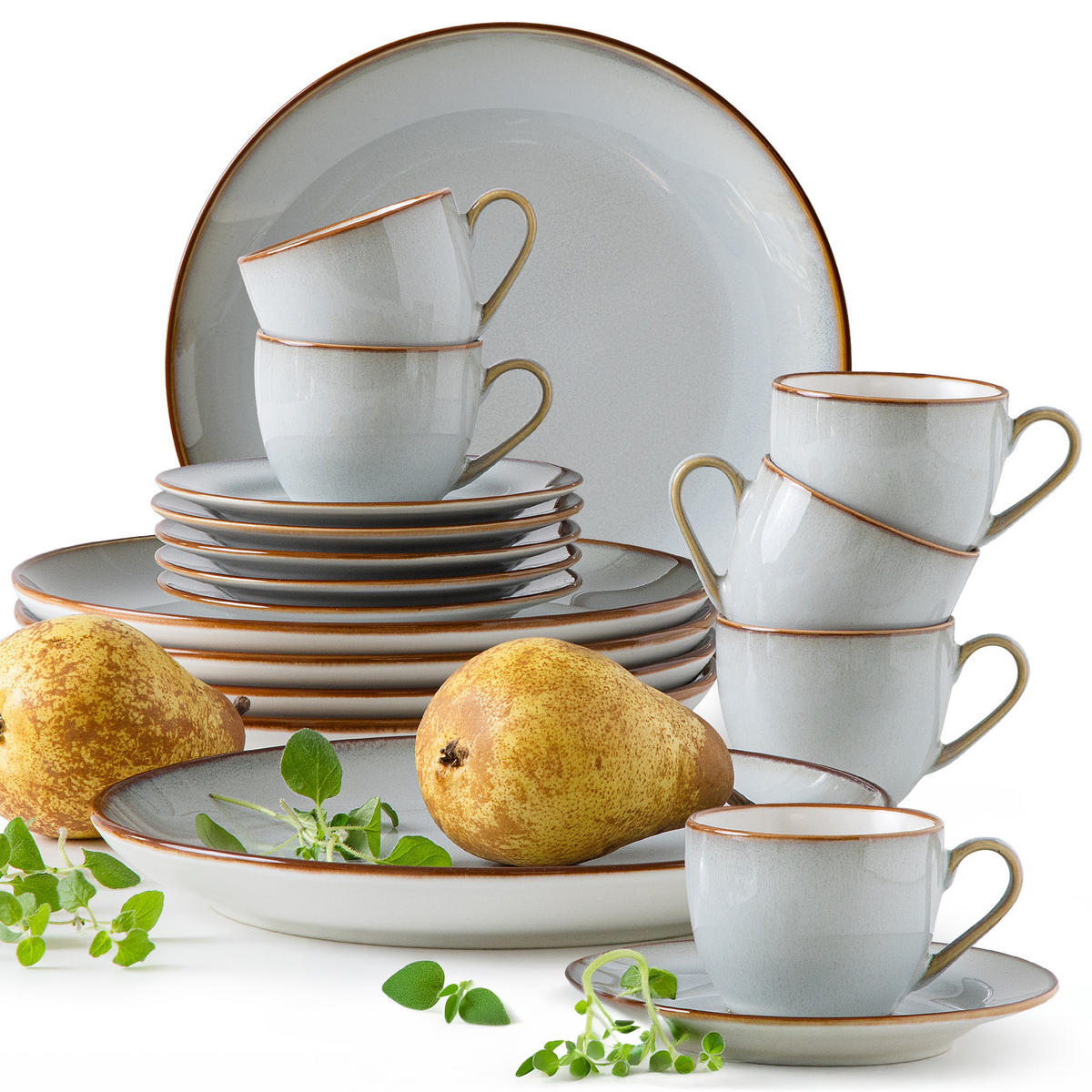 KAFFEESERVICE ESPRESSO 6 Personen PORTOFINO 18-tlg - Blaugrau, Keramik (9.5/6.5/9.5cm) - Ritzenhoff Breker