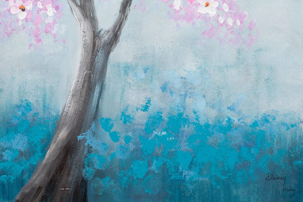 ACRYLBILD HANDGEMALT 60/90 cm - Blau/Pink, Holz/Textil (1.26/90cm) - KUNSTLOFT