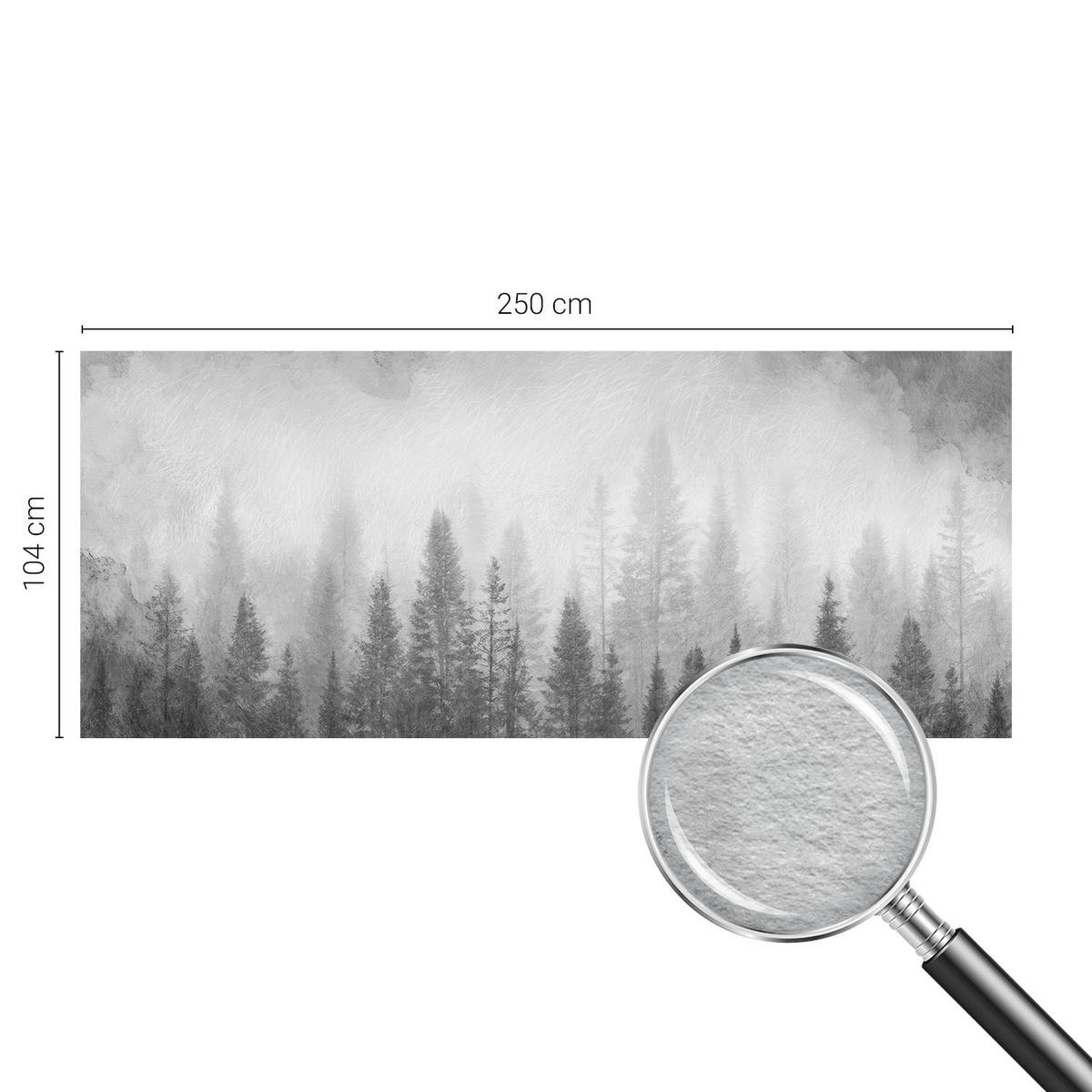 FOTOTAPETE 250x104 cm - Waldnebel - Grau, Textil (250/104cm) - Wallfluent