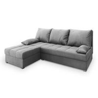 ECKSOFA RITA M Hellgrau Velours-Stoff mit Schlaffunktion - Hellgrau, Holz (200/141cm) - MASSENO