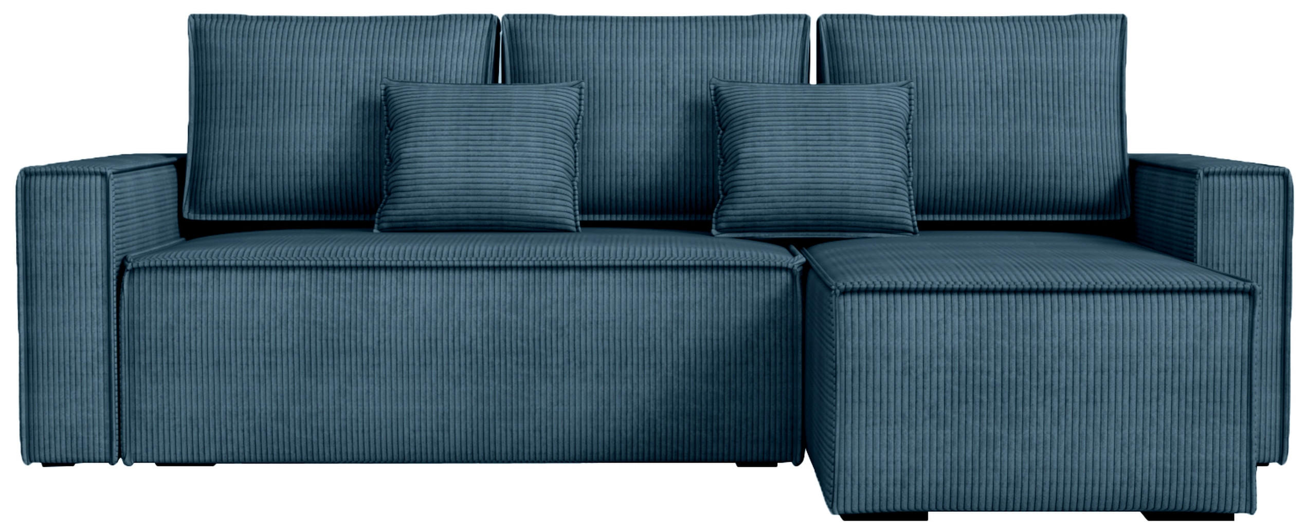 ECKSOFA Dexter mit Schlaffunktion Blau Cord - Blau, Textil (238/141cm) - Bromarkt