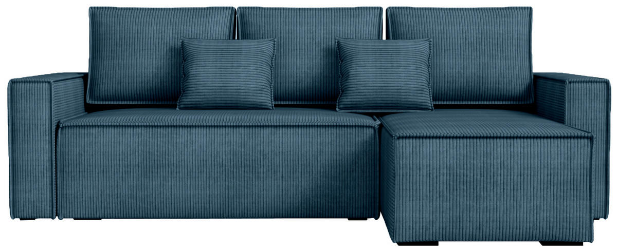 ECKSOFA Dexter mit Schlaffunktion Blau Cord - Blau, Textil (238/141cm) - Bromarkt