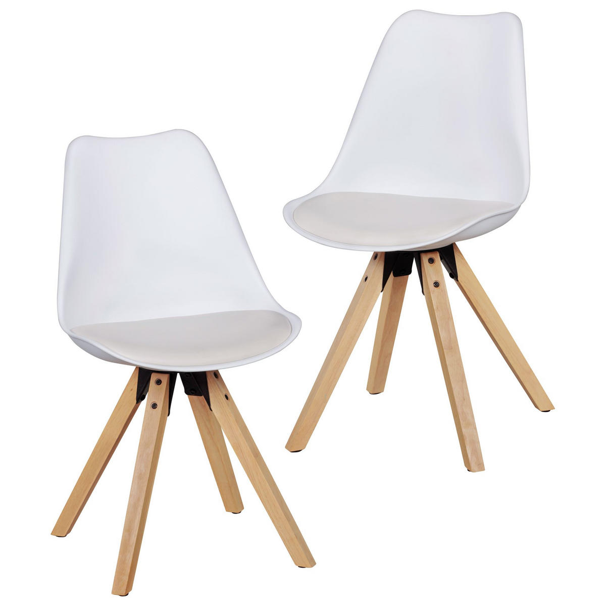 ESSZIMMERSTUHL 2er Set Kunstlederbezug mit Holzgestell Skandinavisch gepolstert, Weiß 49x52x87 cm - Beige/Weiß, Holz/Kunststoff (49/87/52cm) - KADIMA DESIGN