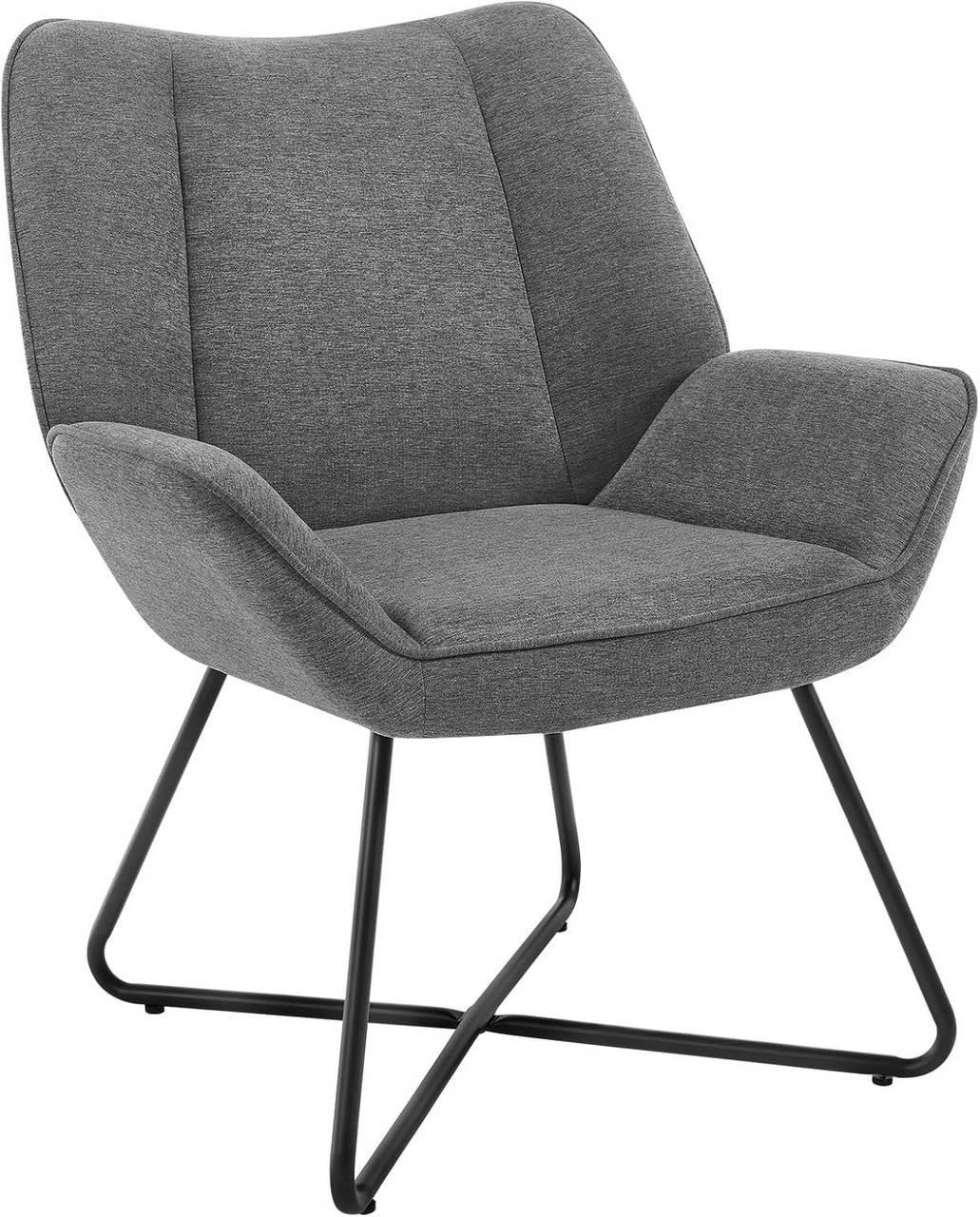 RELAXSESSEL mit Metallrahmen, Leinen, Dunkelgrau - Dunkelgrau/Schwarz, Keramik/Textil (71/85/70cm) - Woltu