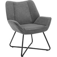 RELAXSESSEL mit Metallrahmen, Leinen, Dunkelgrau - Dunkelgrau/Schwarz, Keramik/Textil (71/85/70cm) - Woltu