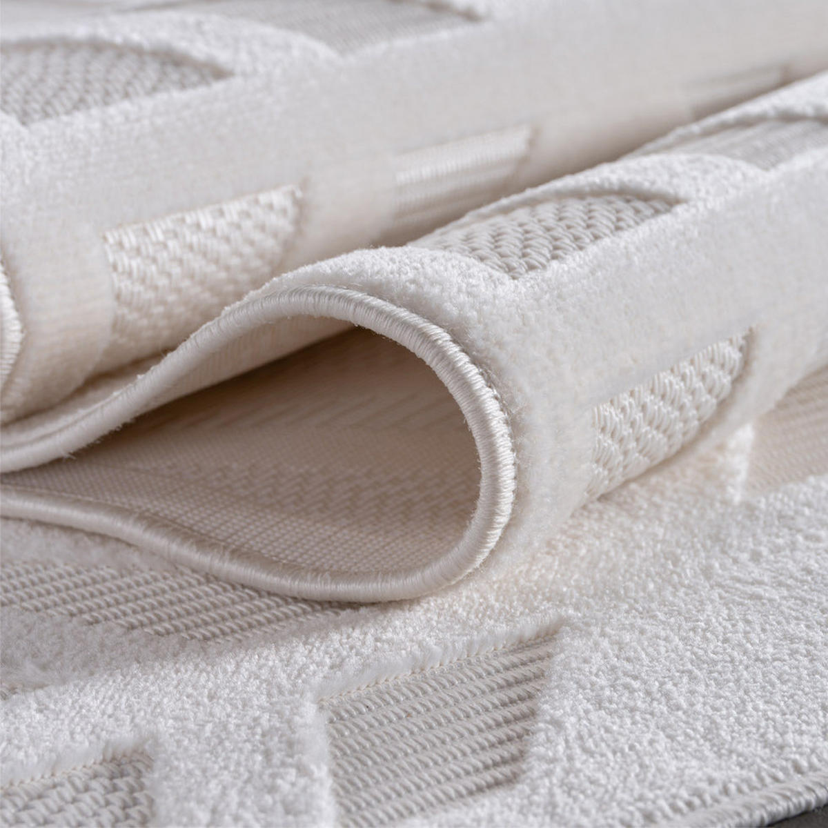 TEPPICH In-/Outdoor Kurzflor 3D-Linienoptik Polypropylen Küche Creme Rechteckig 200x290 - Creme, Textil (200/290cm) - KADIMA DESIGN