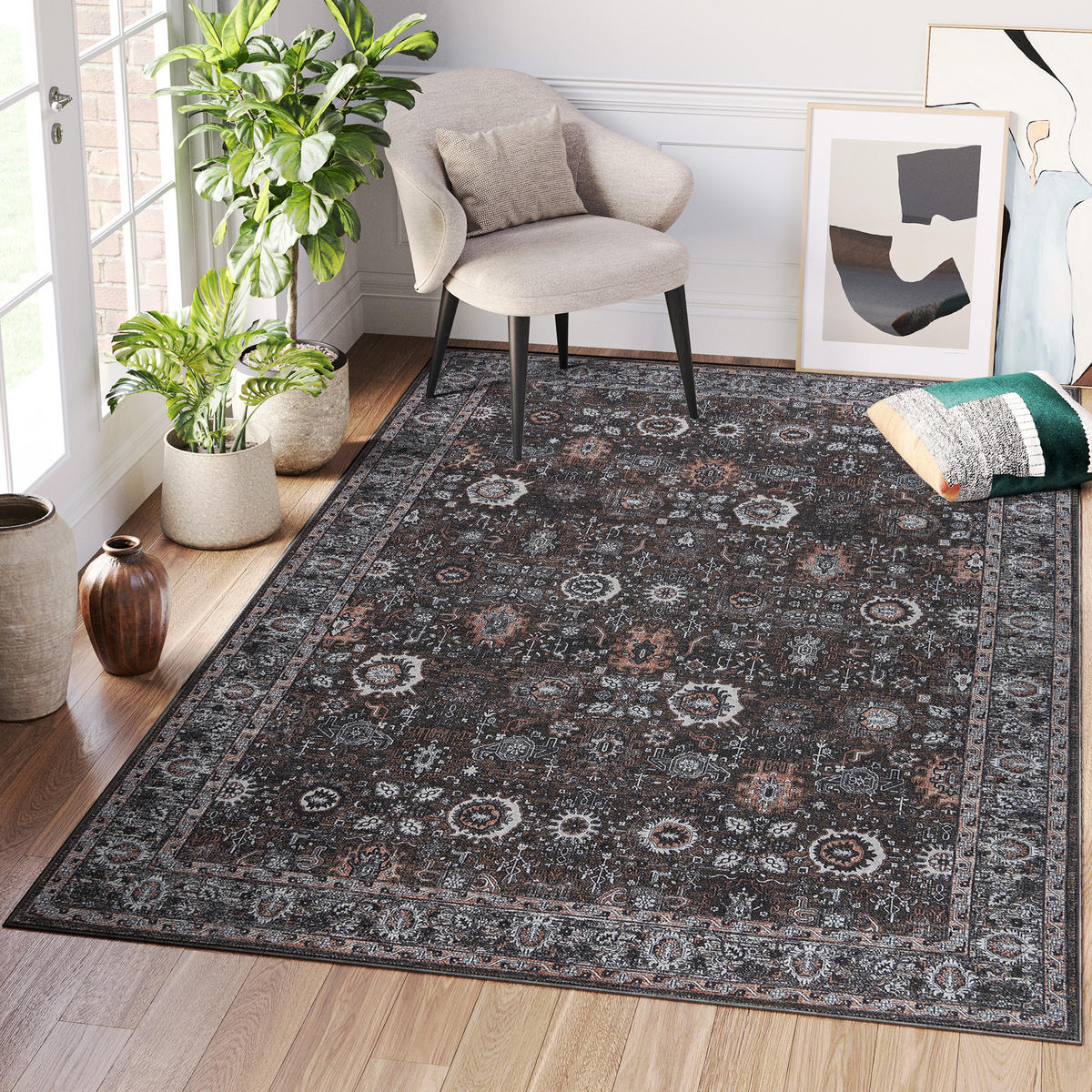 TEPPICH RITZ Dunkelgrau 120/170 cm - Dunkelgrau, Textil (120/170cm) - Tapiso