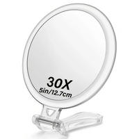 KOSMETIKSPIEGEL – transparent – 30-fache Vergrößerung – 13 cm Durchmesser - Klar, Kunststoff (16.5/4/16cm)