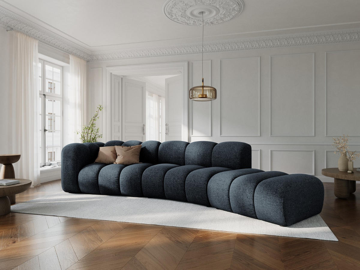 SOFA modular rechts Lupine aus Chenille-Stoff königsblau 5 Sitzplätze - Dunkelblau, Textil (335/70/166cm) - Micadoni