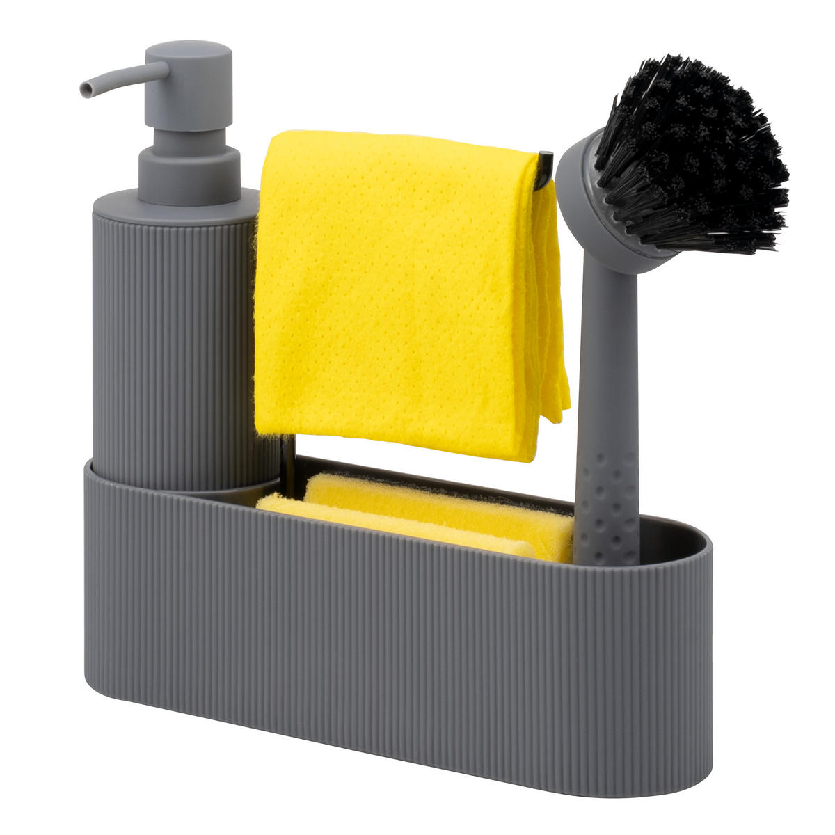 SPÜLBECKEN-SET, grau, Kunststoff - Grau, Kunststoff (22.5/21/6.5cm) - eluno