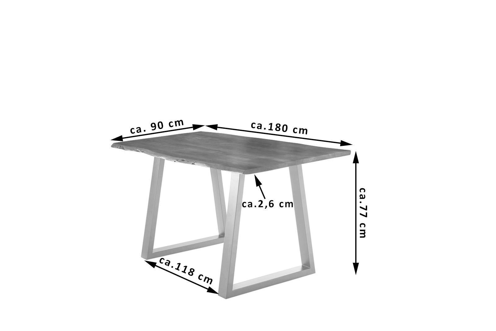ESSTISCH LUBIN - Silberfarben/Braun, Holz/Metall (90/180/77cm) - SAM
