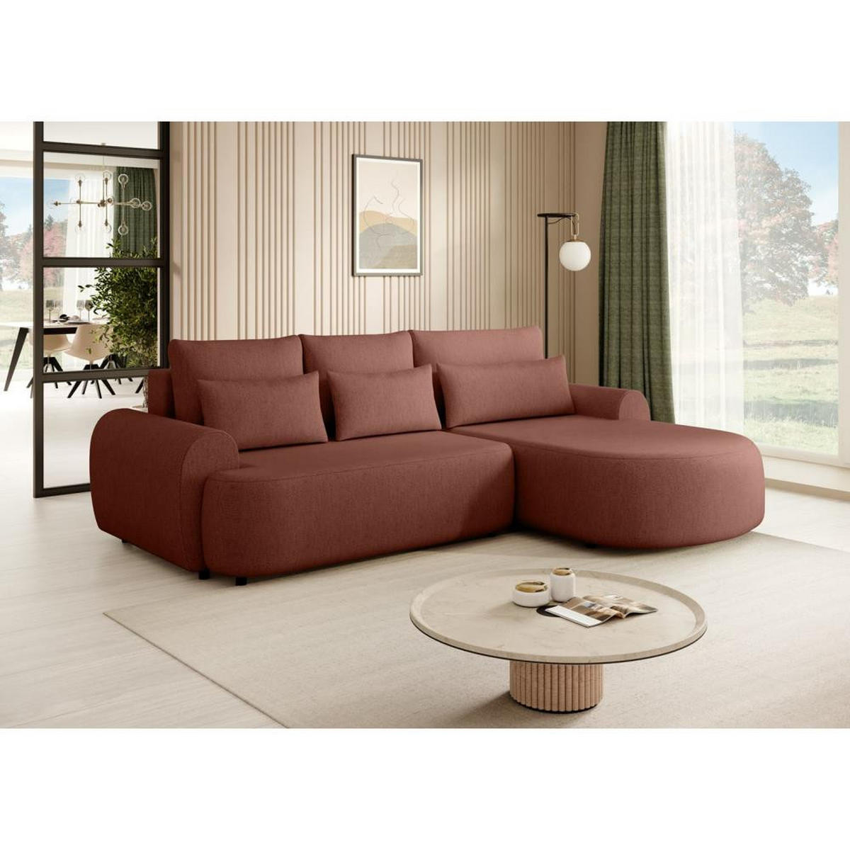 ECKSCHLAFSOFA Olivio L Rot - Rot/Schwarz, Kunststoff/Textil (266/170cm) - Beautysofa