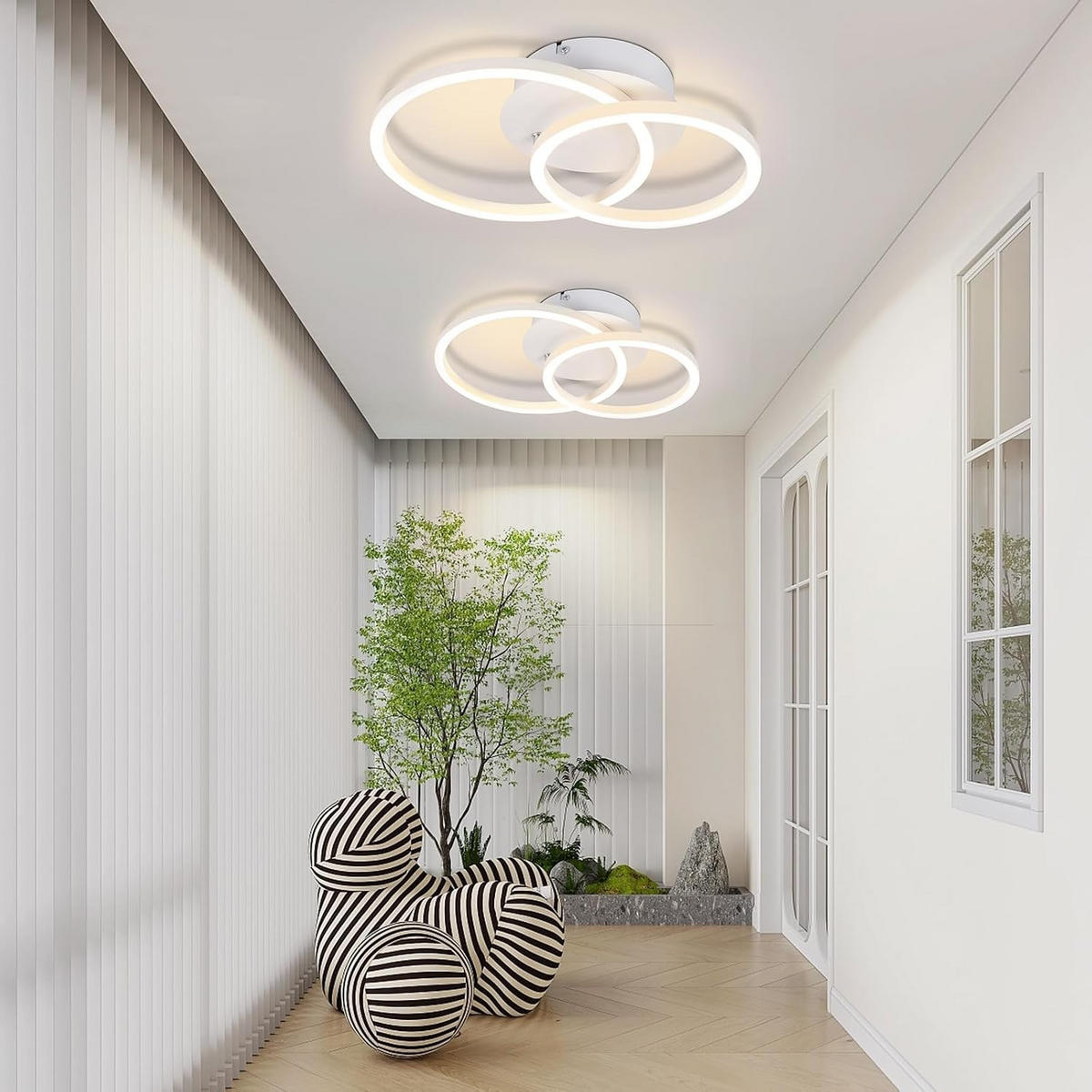 LED-DECKENLEUCHTE Eisenhainbach 25/7.4/34.4 cm - Weiß, Metall (34.4/25/7.4cm) - ZMH