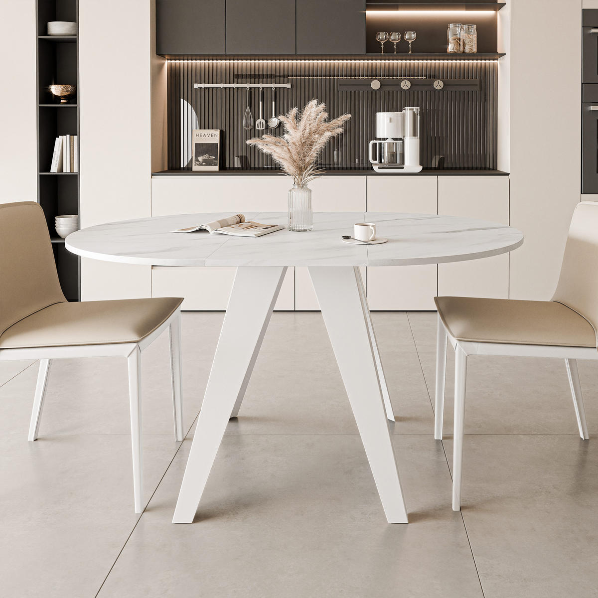ESSTISCH ausziehbar auf MDF, Weiß - Weiß, Holzwerkstoff (90/90/76cm) - Idohome