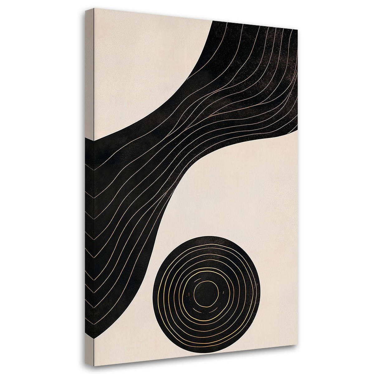 LEINWANDBILD Abstraktion Linien Kreis 70x100cm - Beige, Textil (70/100cm) - Feeby