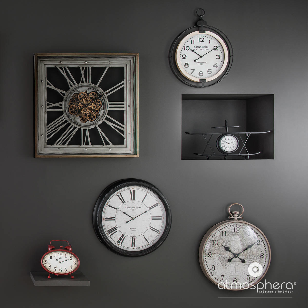 WANDUHR Metall Meca 80/11/80 cm - Grau, Metall (11/80/80cm) - Atmosphera Createur d´interieur