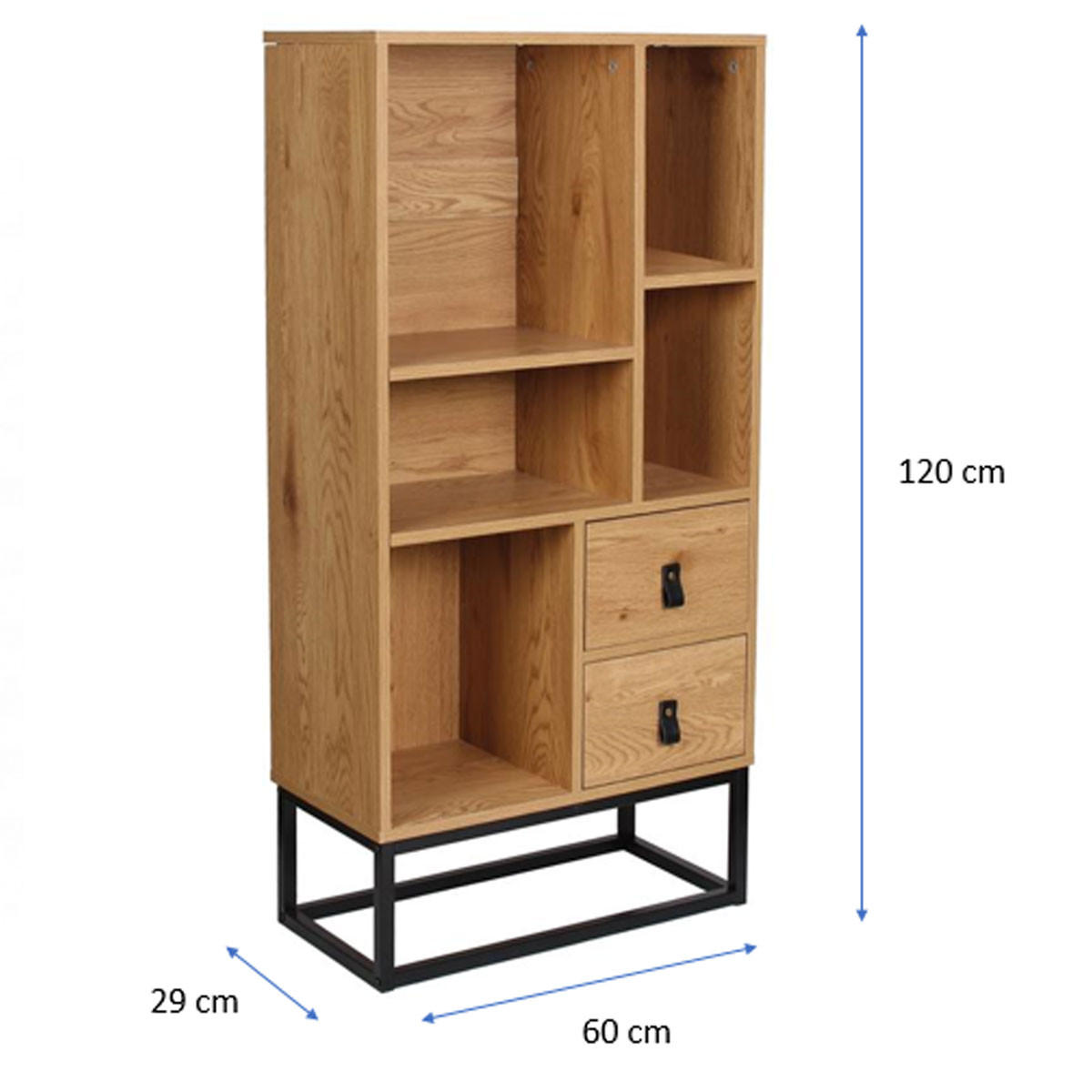 BÜCHERREGAL mit 2 Schubladen 5 Ablagen H120 cm - Apfelbaumfarben, Holzwerkstoff (29/120/66cm) - Calicosy