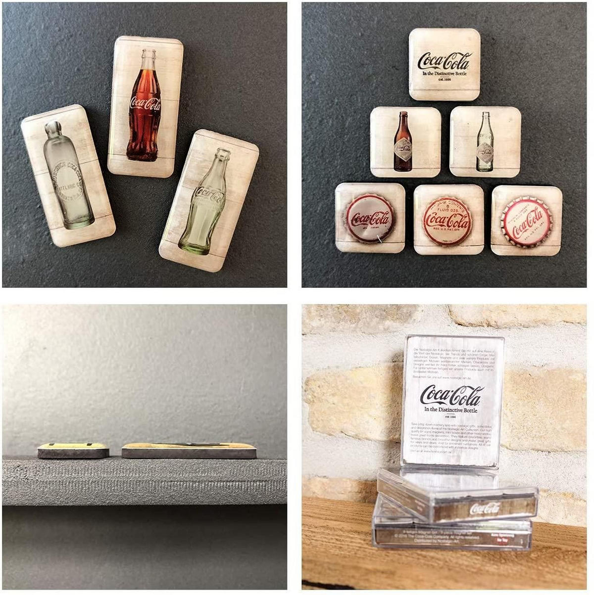 MAGNETSET 9-teilig Coca-Cola Bottle Timeline - Multicolor, Metall (7/9/2cm) - Nostalgic-Art