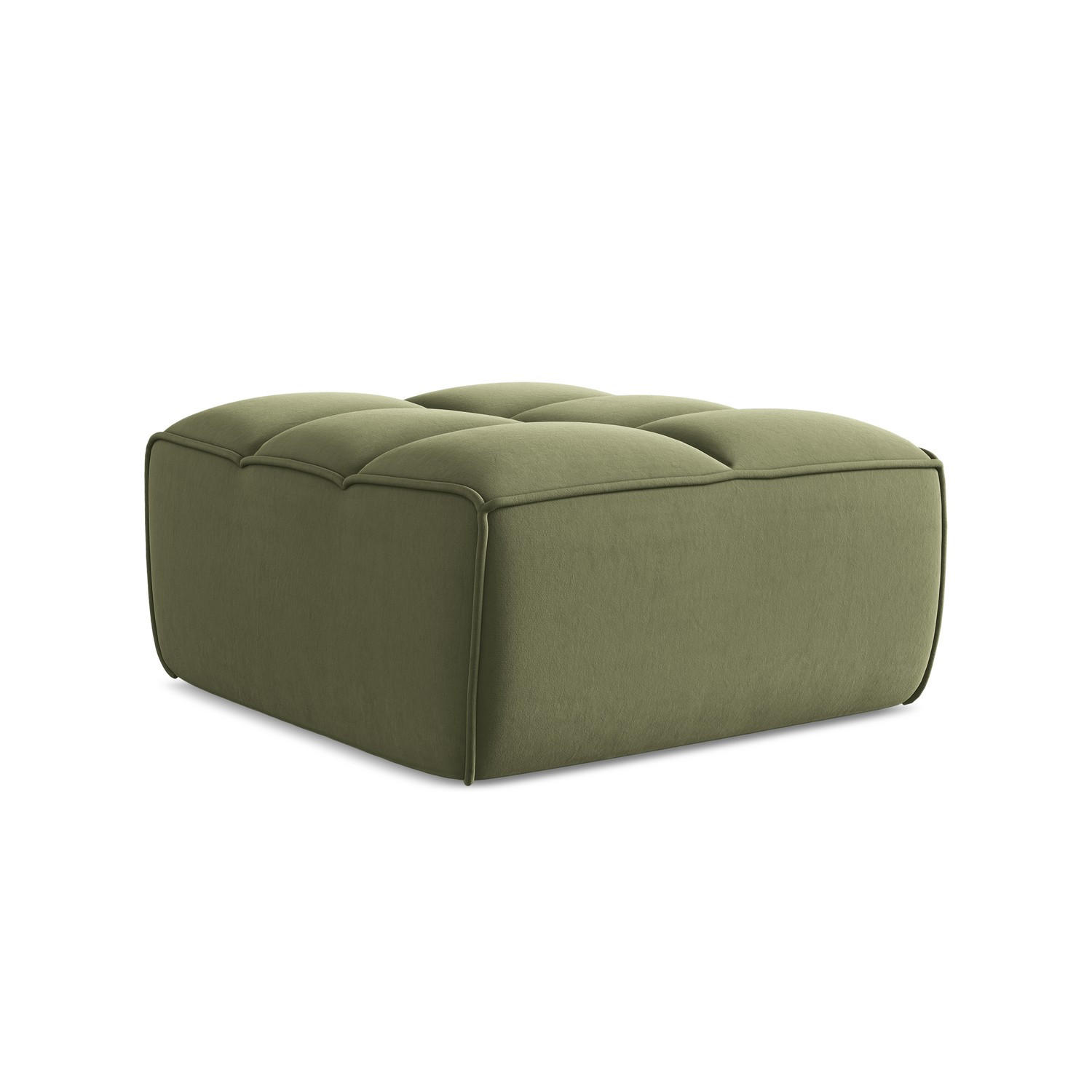 POUF Samt Stoff Grün - Schwarz/Olivgrün, Kunststoff/Textil (80/43/93cm) - LaMiaSofa