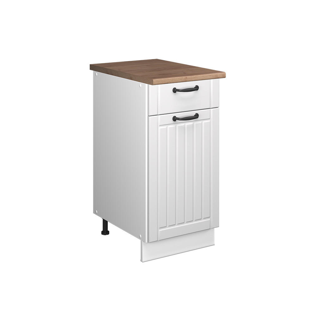 UNTERSCHRANK FÜR SPÜLE/KOCHFELD Fame-Line, Weiß Landhaus/Weiß, 40 cm, AP Eiche - Weiß, Holzwerkstoff (40/82/60cm) - Vicco