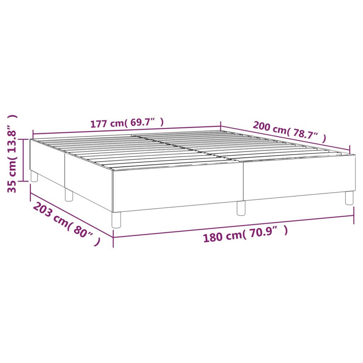 BETTGESTELL Dunkelgrau 180/200 Cm Samt - Grau, Holzwerkstoff (180/200cm) - vidaXL
