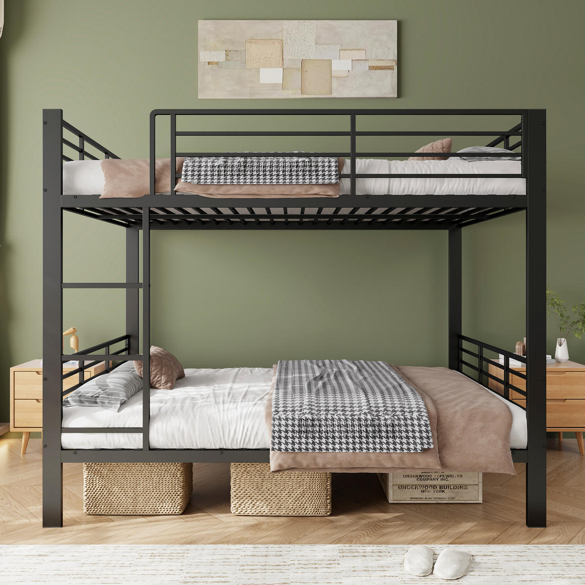 ETAGENBETT 140/200 cm DE-33078 mit Rausfallschutz und Leiter Schwarz - Schwarz, Metall (140/200cm) - ComfortXL