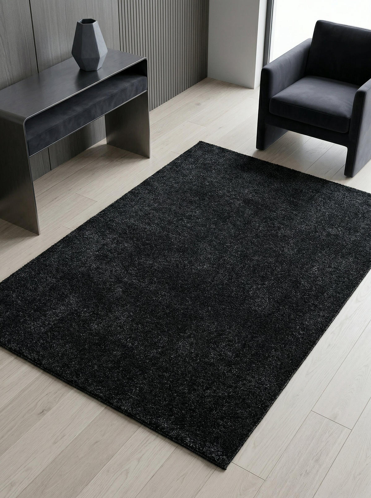 TEPPICH Kurzflor Uni Polypropylen Wohnzimmer Anthrazit Rechteckig 140x200 - Anthrazit, Textil (140/200cm) - KADIMA DESIGN