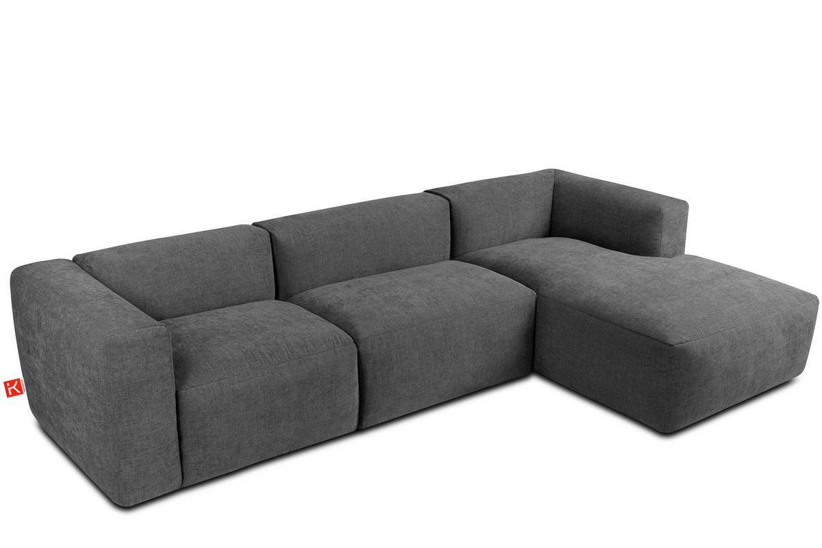 ECKMODULSOFA-RECHTS BUFFO mit extrem weicher und bequemer Sitzfläche, Gewebestoff, aschfahl - Grau, Textil (297/180cm) - KONSIMO®