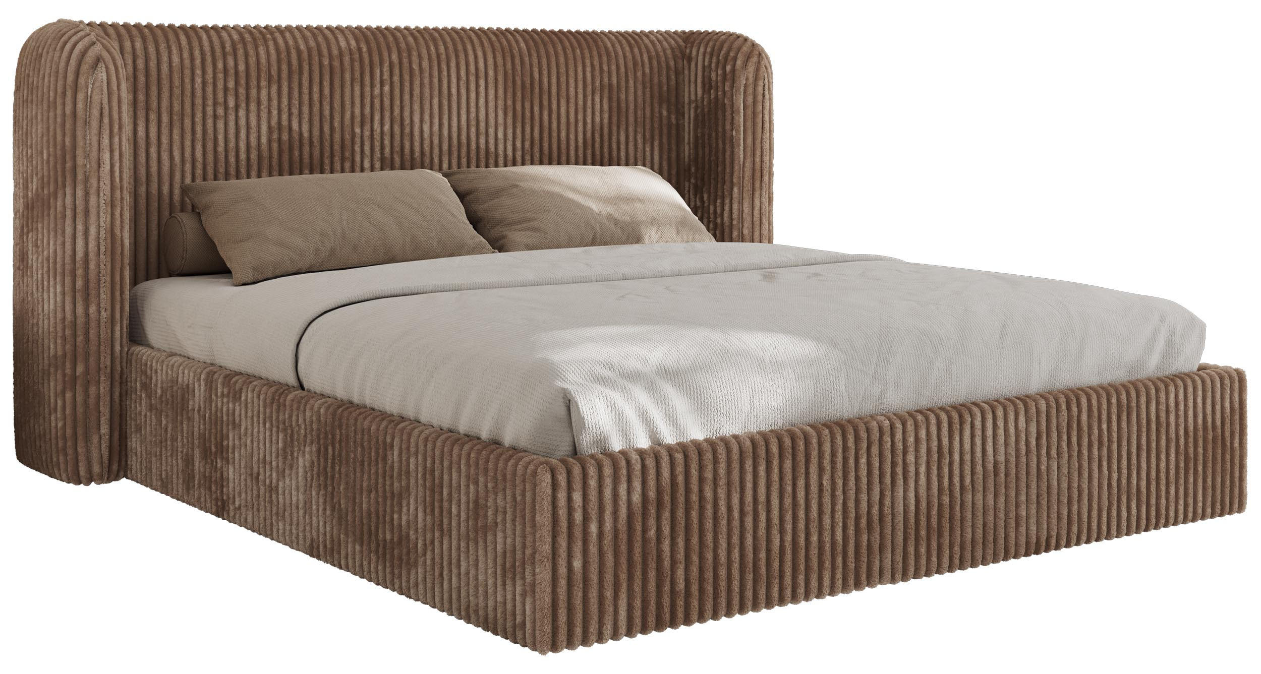 POLSTERBETT EMORA CLASSIC 180/200 - Braun Cord - Pocket-Matratze - Braun, Textil (180/200cm) - MKS