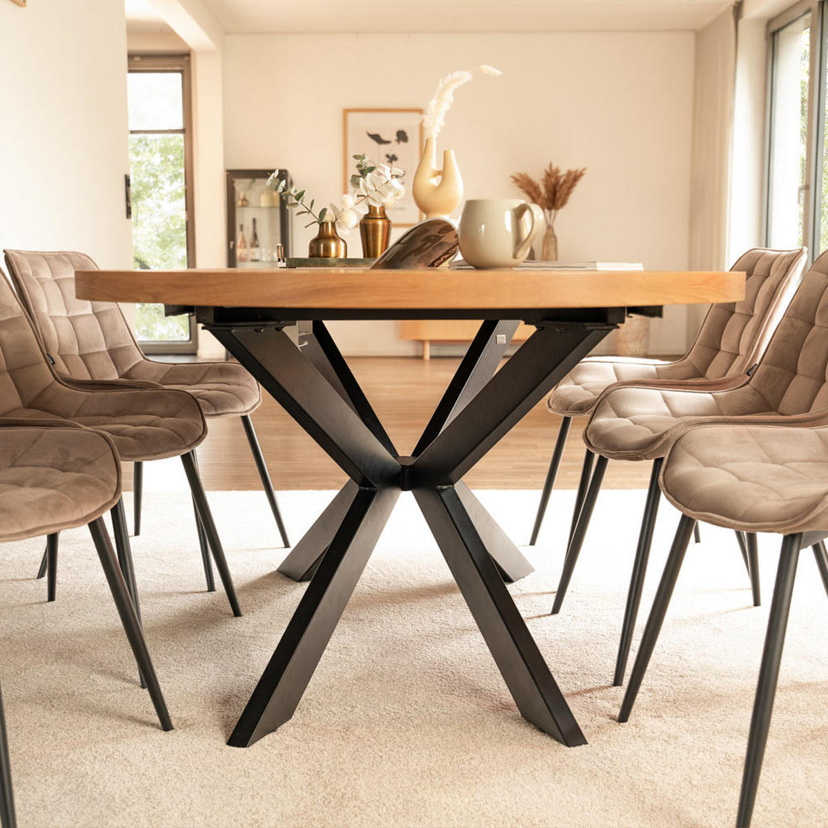 ESSTISCH RUND AVENTURA - Light Oak, 160 x 120 cm - Hellbraun, Holz (160/120/76cm) - Home Deluxe
