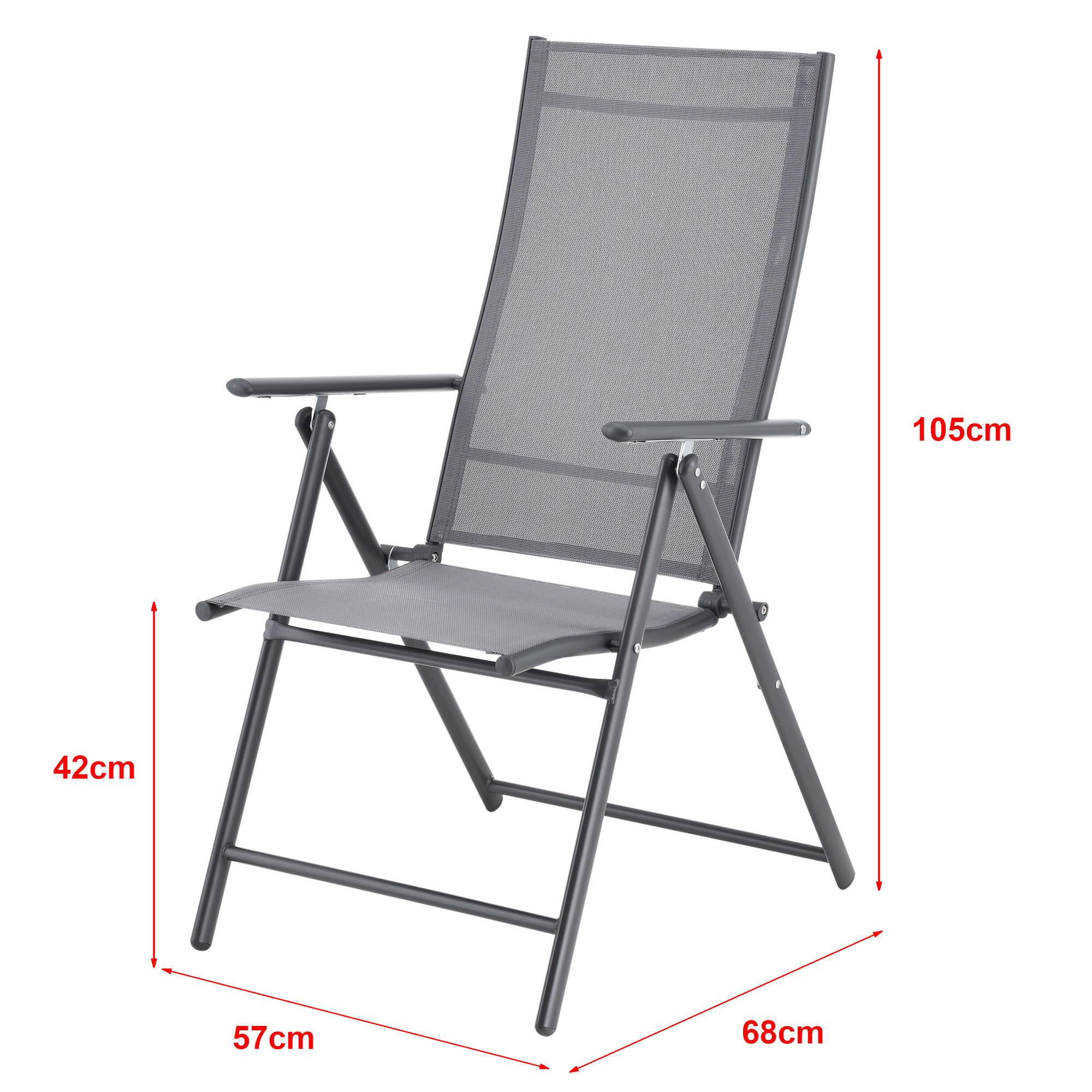 GARTENSTUHL-SET 2 TLG. Kalamata - Hellgrau, Metall (57/105/68cm) - [en.casa]