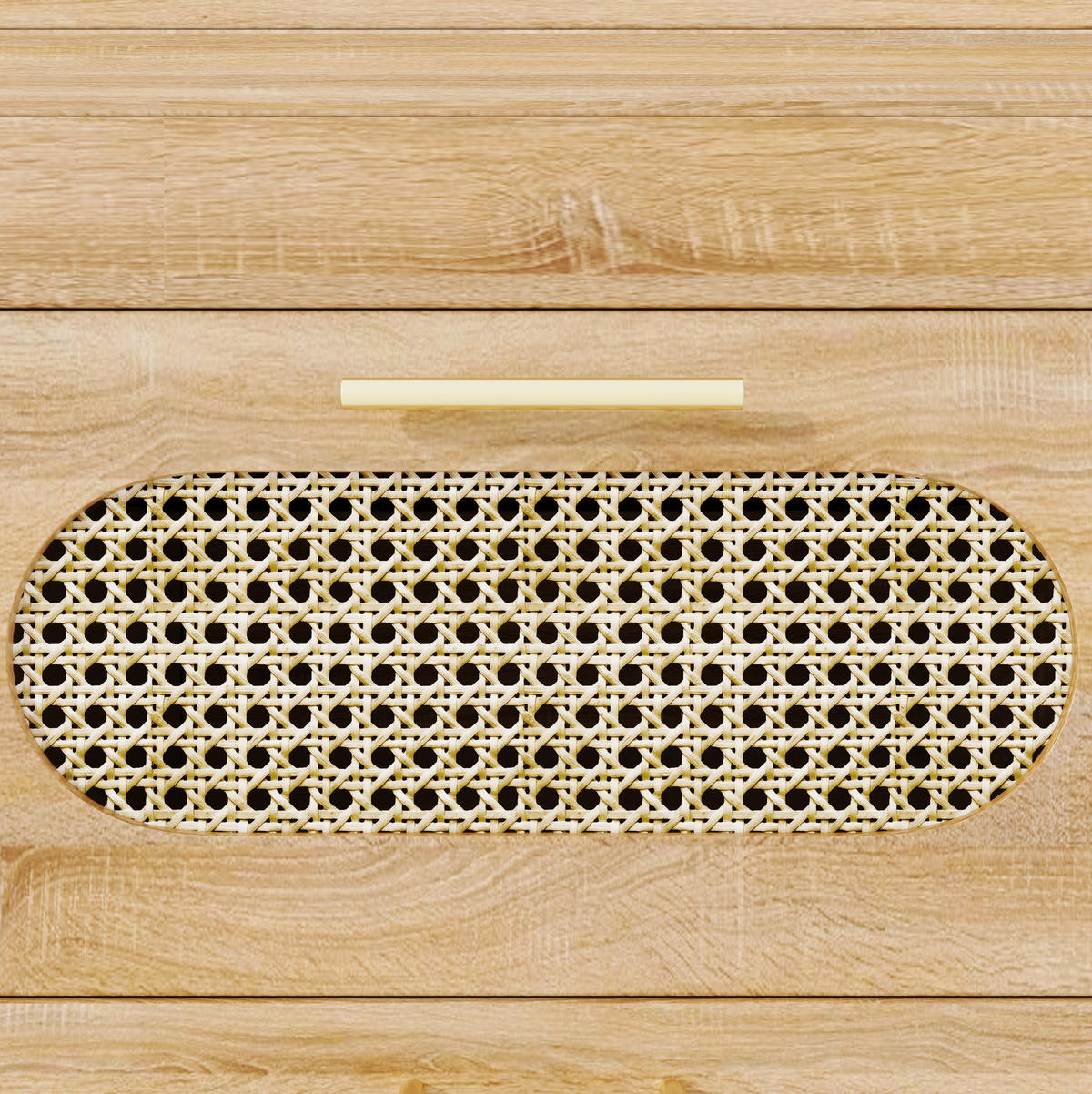 BARTISCH drehbar 128-203 cm Natural MDF/Metall mit 6 Schubladen - Braun, Metall (203/39/90cm) - Meubliv