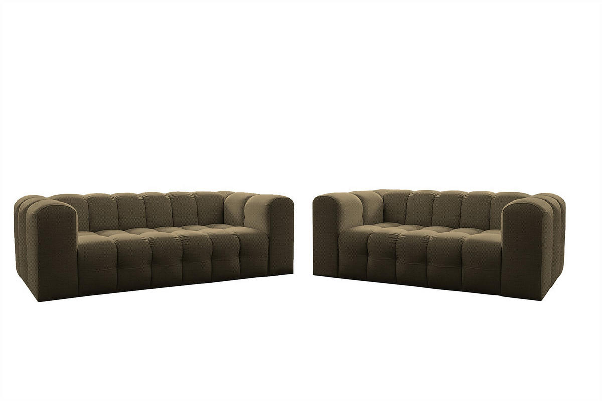 SOFASET Solvie 3-4 In Moly - Grün, Holzwerkstoff/Textil (250/75/106cm) - Fun Möbel