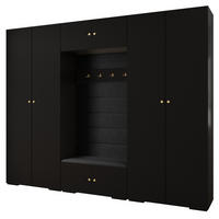 GARDEROBEN-SET 236,7/300/47 - Goldfarben/Schwarz, Holz/Kunststoff (300/236.7/47cm) - Abiks Möbel