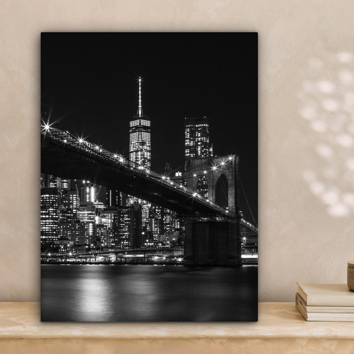 LEINWANDBILD New York - Brooklyn - Brücke 30x40 cm - Schwarz, Textil (30/40cm) - MuchoWow