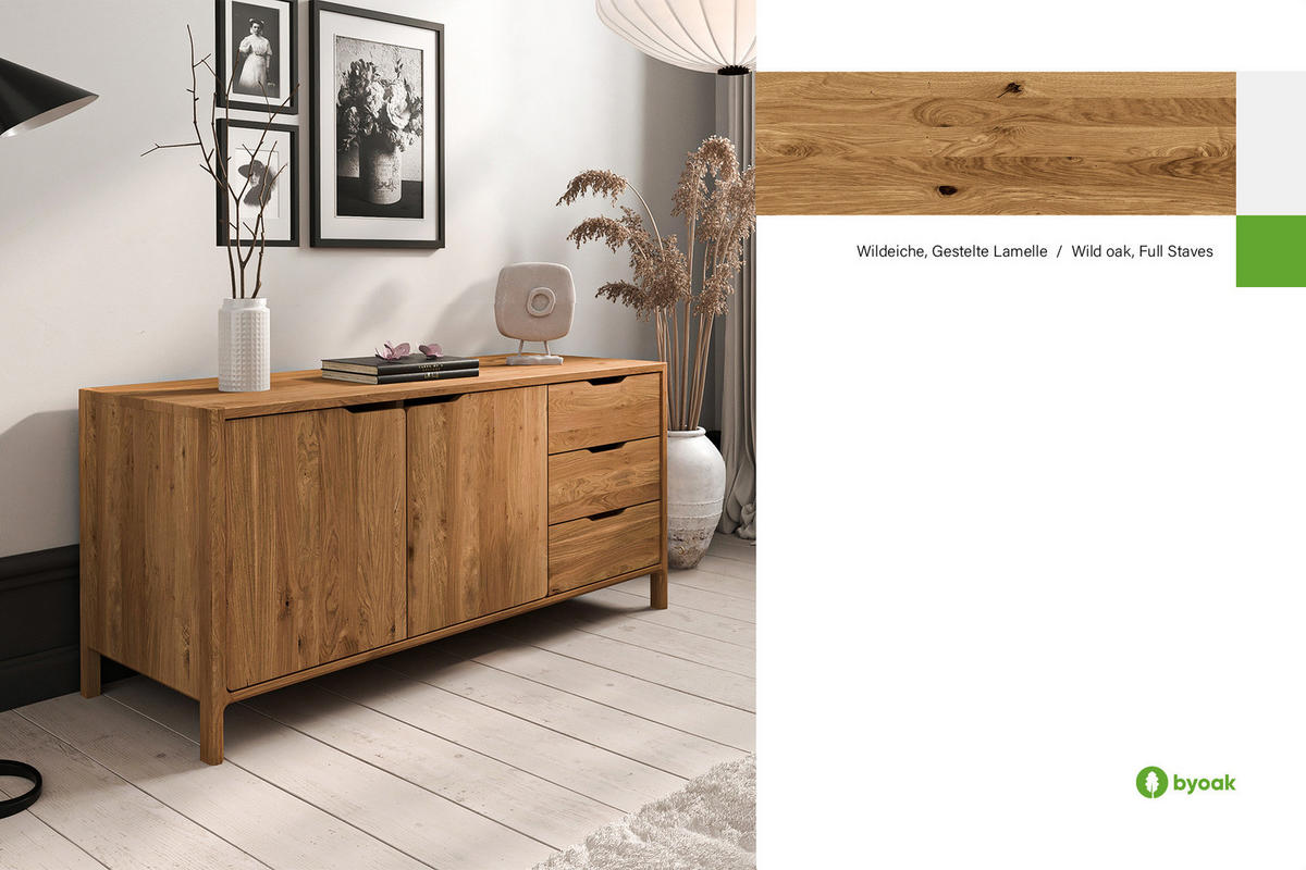 KOMMODE PAUL Wildeiche - Wildeiche, Holz (140/64/50cm) - byoak