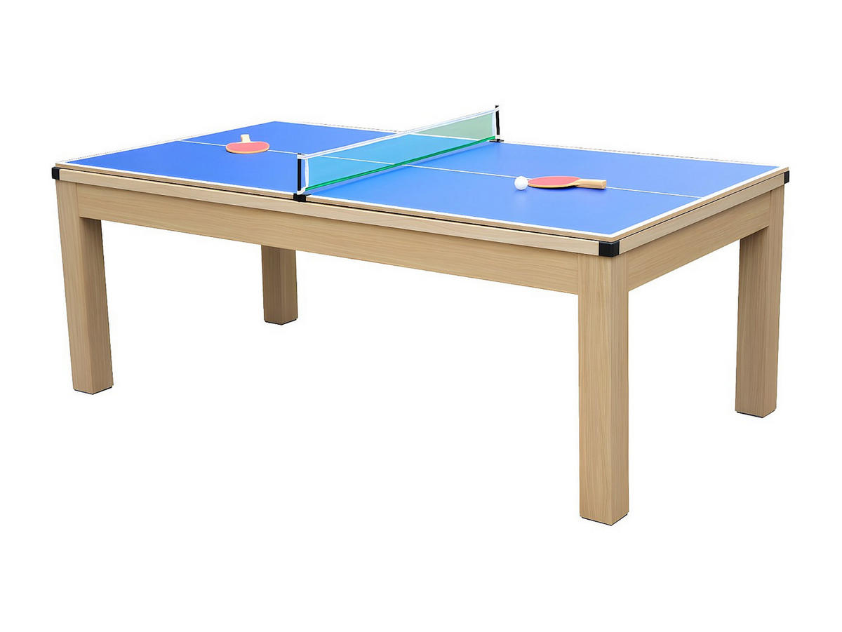 MULTIFUNKTIONSTISCH Billard & Tischtennis - 213 x 112 x 81,5 cm - Blau - BALTHAZAR - Blau, Holz (213.4/111.8cm) - Vente-Unique