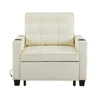 SCHLAFSESSEL mit Getränkehalter und USB-Anschluss - Weiß - Weiß, Leder (74/84/87cm) - KOMHTOM