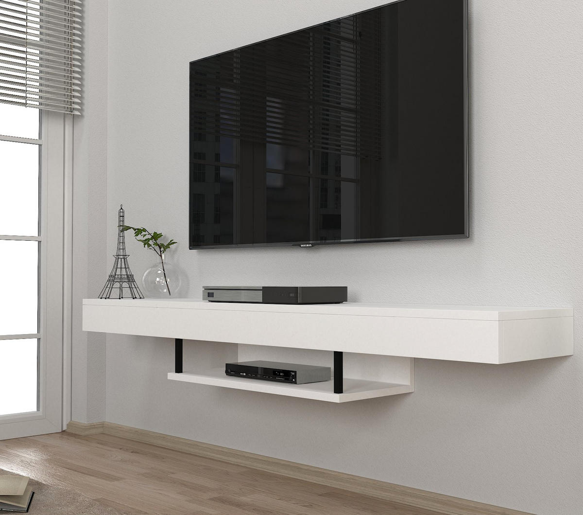 TV-LOWBOARD Hängend Alberes Weiß - Weiß, Holzwerkstoff (150/22/29.6cm) - moebel17