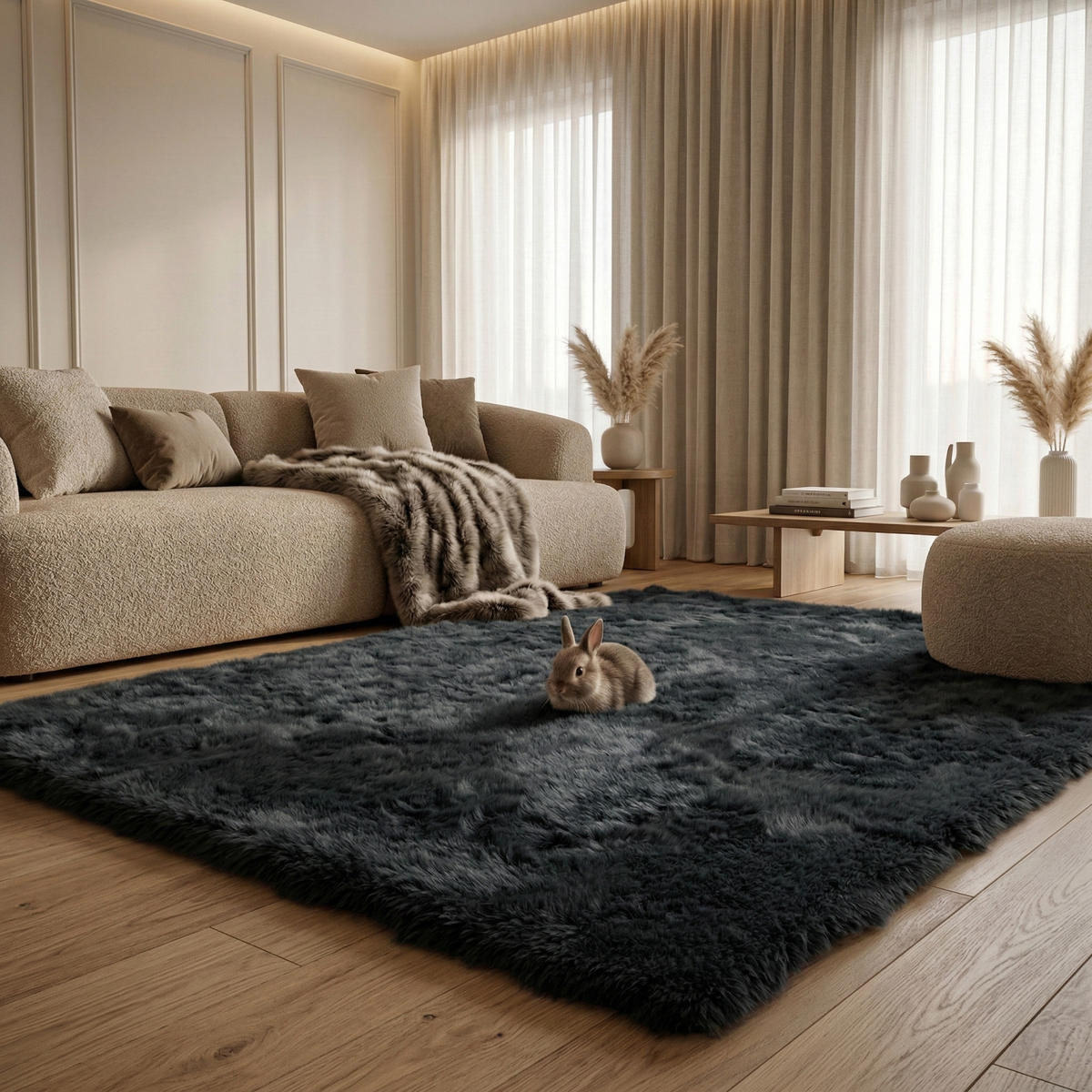 FELLTEPPICH HEAVEN SUPER SOFT 200/290 cm Dunkelgrau - Dunkelgrau, Textil (200/290cm) - Consilio Concept