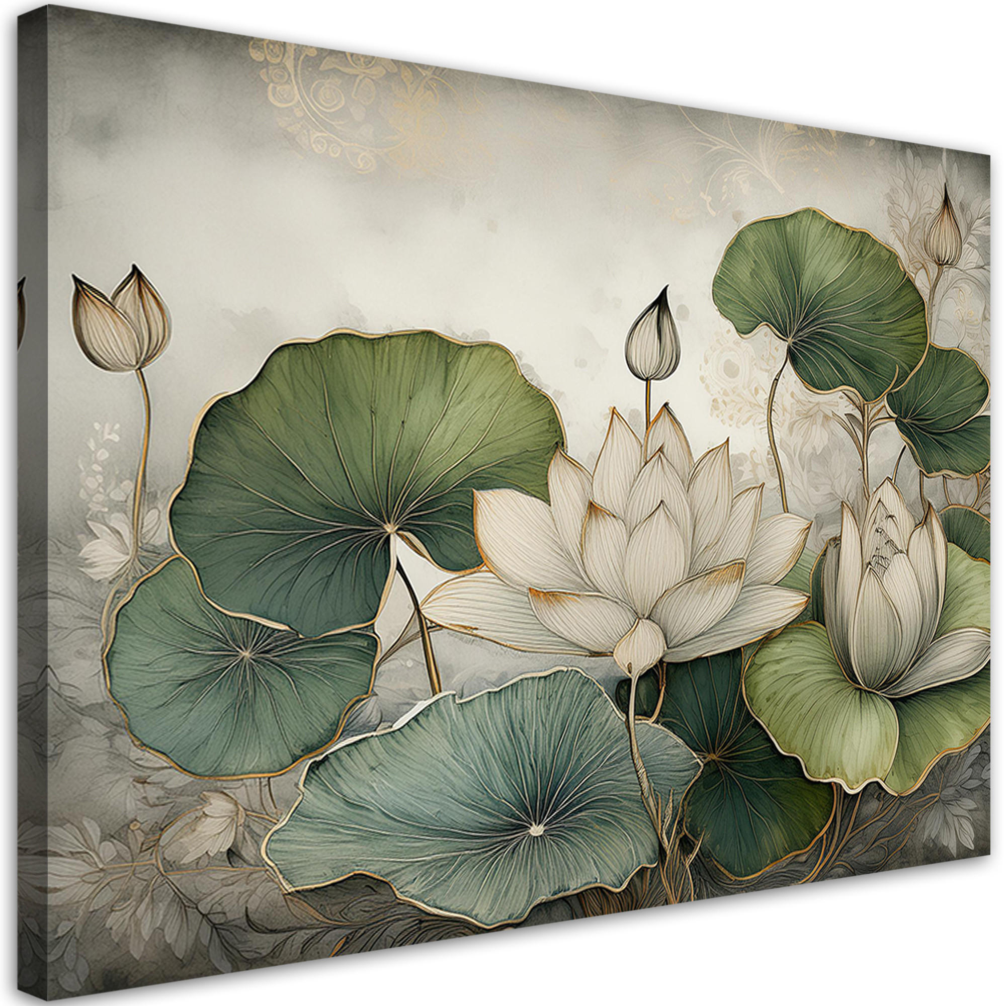 WANDBILD pflanzen lilien blumen - Grün, Textil (60/40cm) - Feeby