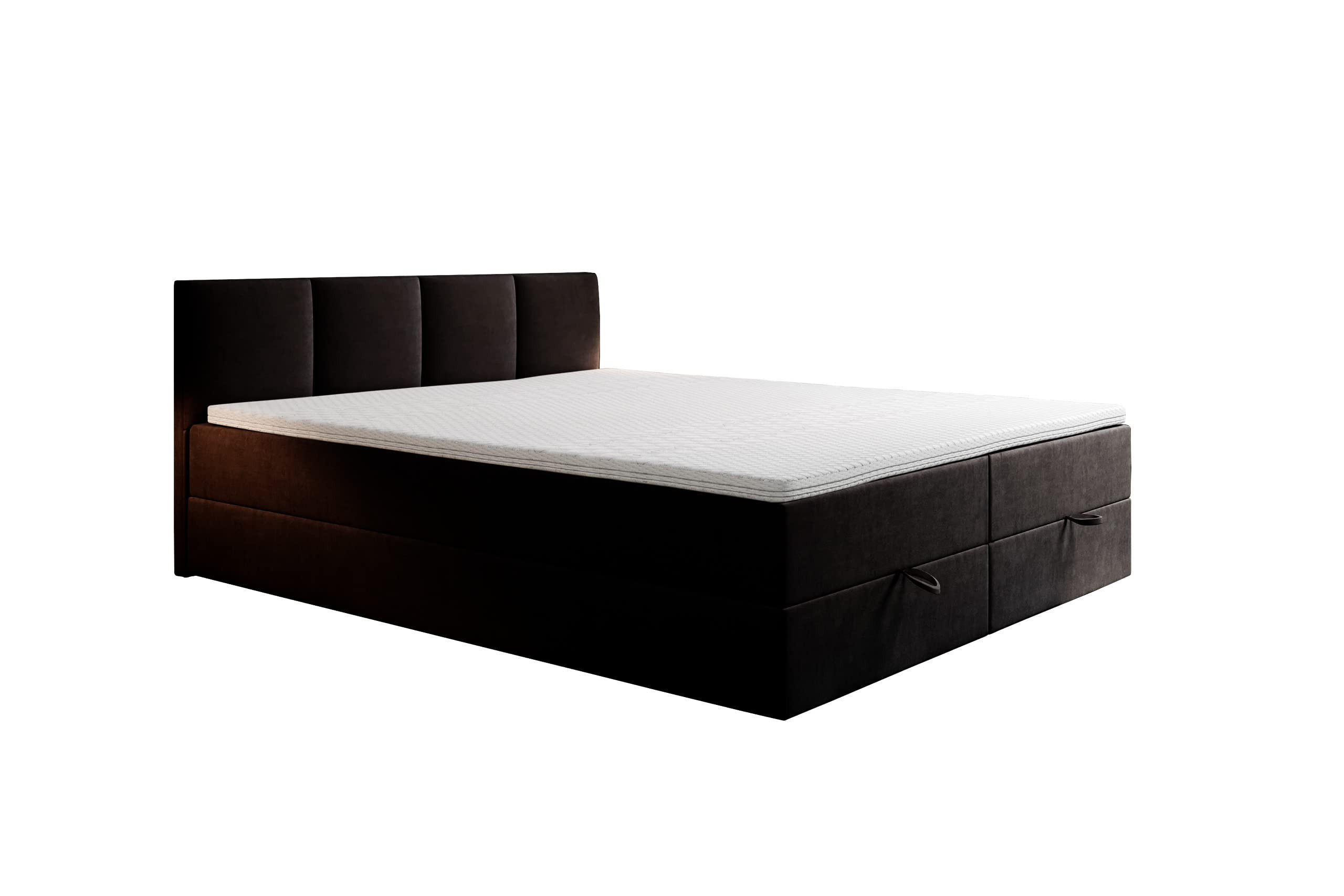 BOXBETT mit Bettkasten und Bonellmatratze - ROYAL - Elegant Bett mit Topper - 200x200 cm - Schwarz - Schwarz, Holzwerkstoff/Kunststoff (200/200cm) - Trada