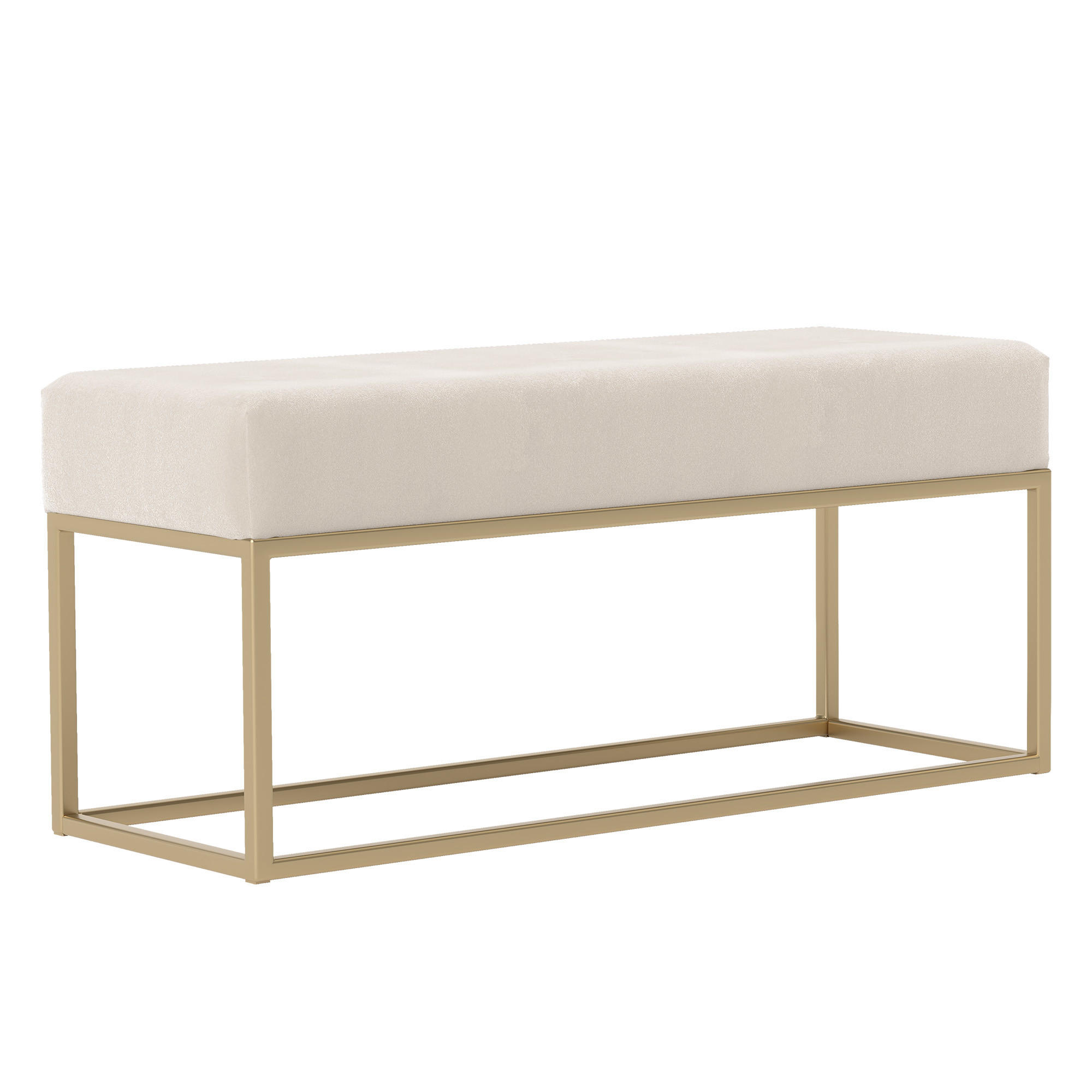 POLSTERBANK STELLA 90 cm Metallgestell, Gold / Beige - Beige/Goldfarben, Textil/Metall (90/44/30cm) - Idohome