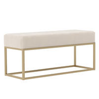 POLSTERBANK STELLA 90 cm Metallgestell, Gold / Beige - Beige/Goldfarben, Textil/Metall (90/44/30cm) - Idohome