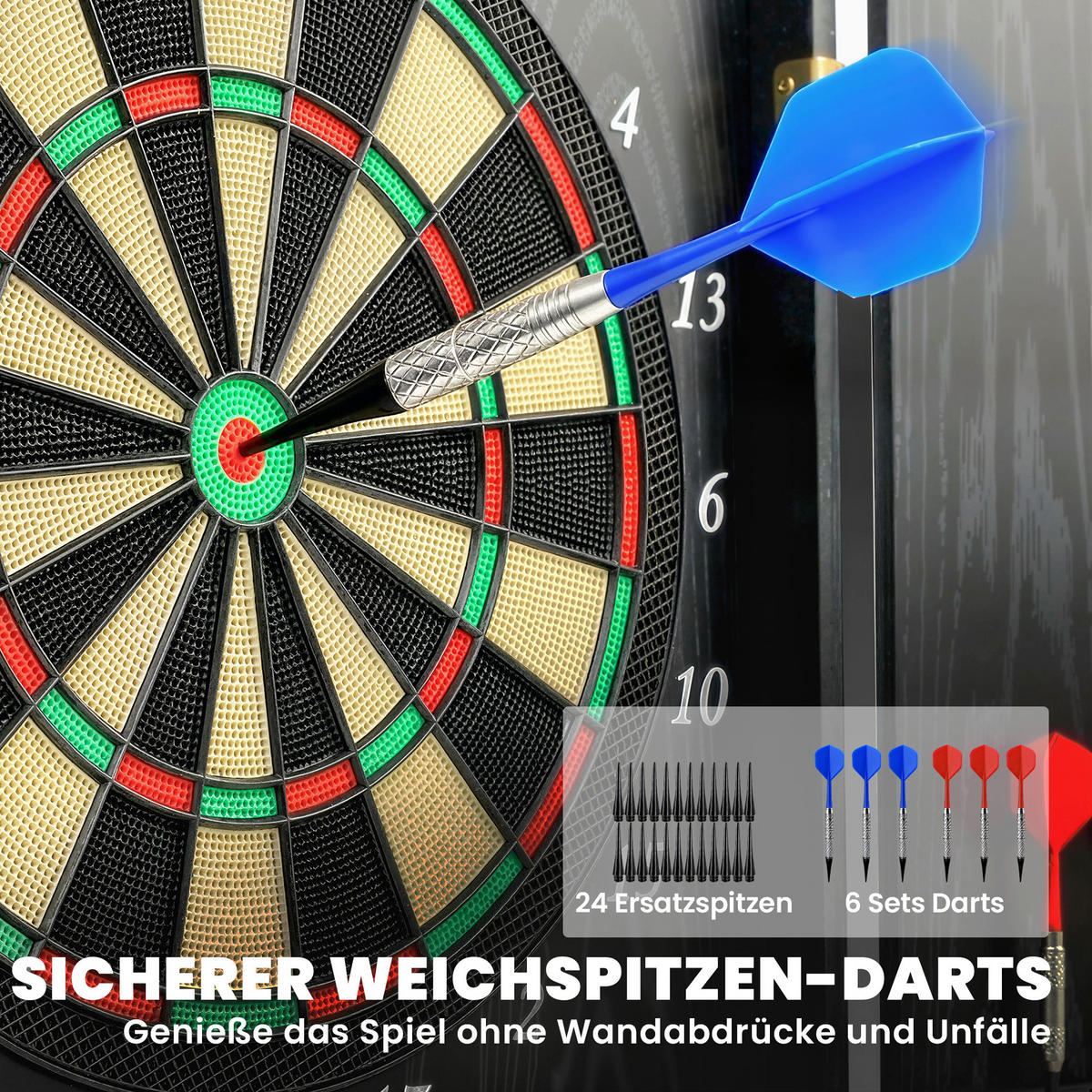 DARTSCHEIBE DE-10905 Holzoptik - Schwarz, Holzwerkstoff (65.5/96cm) - ComfortXL