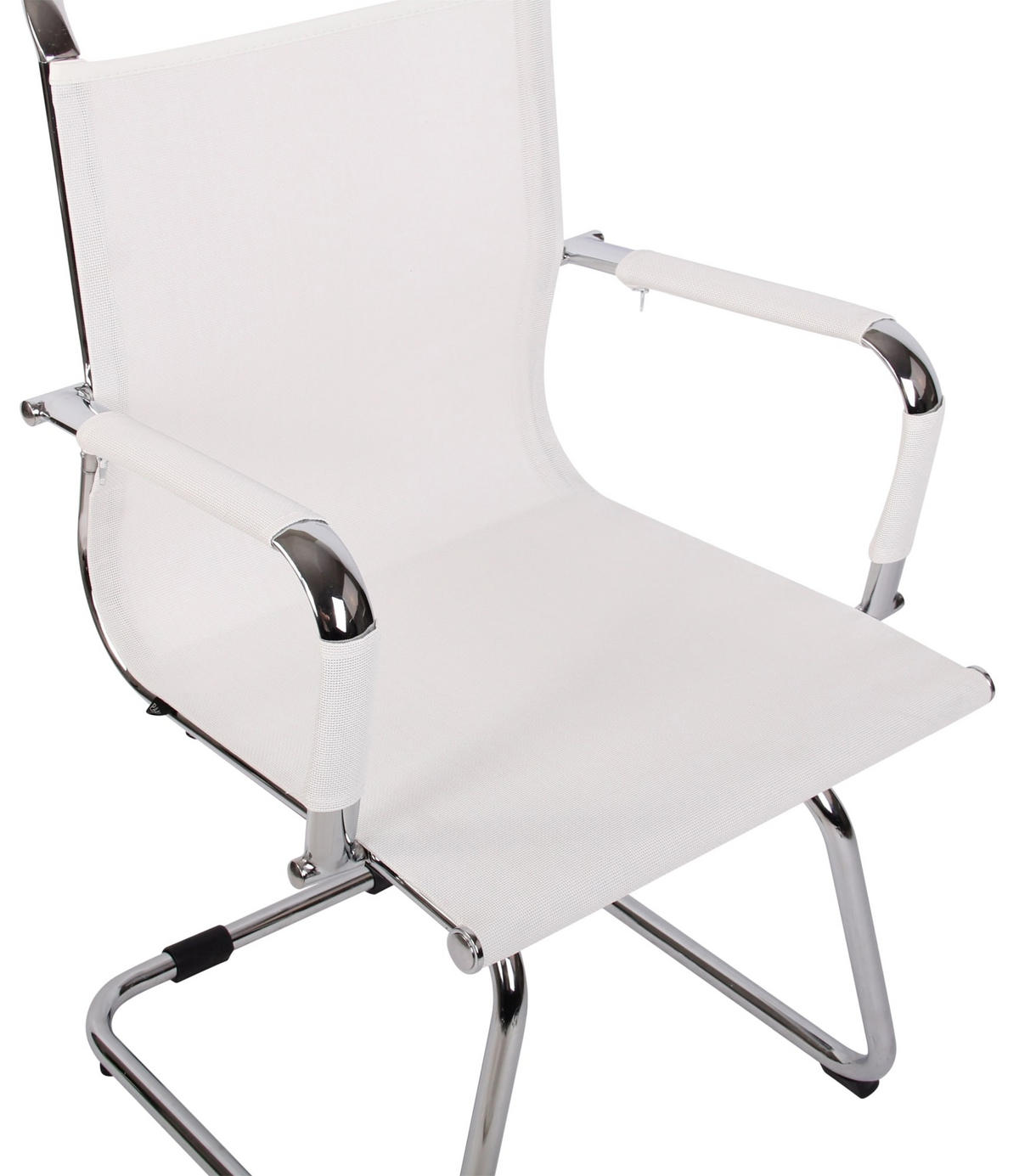 SCHWINGSTUHL Netzstoff weiß - Chromfarben/Weiß, Textil/Metall (58/94/48cm) - CLP